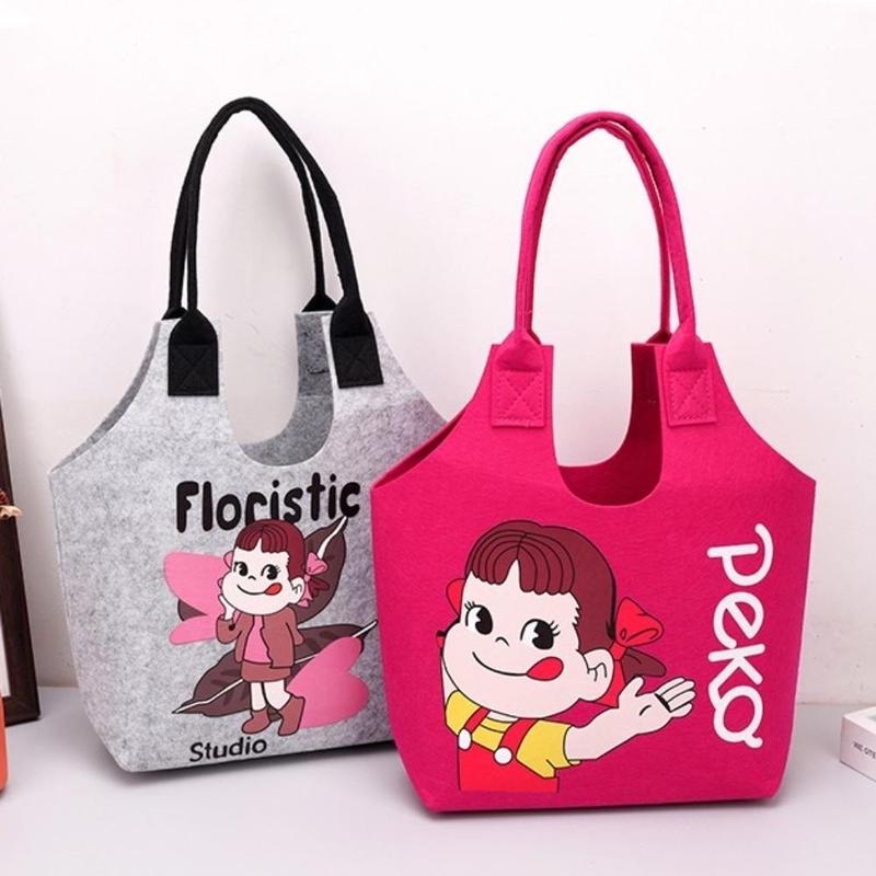 Túi Nỉ Hoạ Tiết Hoạt Hình, Túi Tote Mua Sắm Hằng Ngày,Túi Du Lịch,Túi Nỉ Hoạt Hình Bag Nữ Lady Hoa  Hình Chữ Nhật