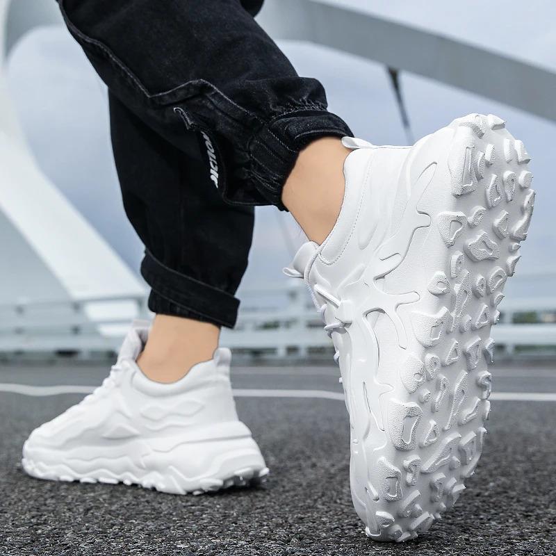 Customization Men Fashion Casual Sports Sneakers Lightweight Leather Thick Sole Blank Running Walking Shoes for Women Closed Trainers_voghion.com