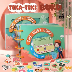 Buku Aktivitas Anak Edukatif Block City Busy Book / Buku Belajar Interaktif / Alat Peraga Montessori / Big Quiet Book - Mainan Edukasi Balita 2-5 Tahun, Berukuran 30x22cm, Model ABC123
