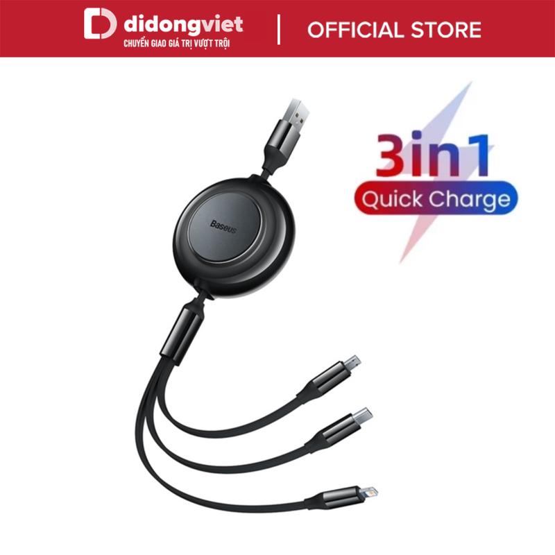 Cáp sạc dây rút 3 đầu Baseus Bright Mirror II 3 in 1 (Type C/ Micro USB/ Lightning, 3.5A/ 1.2m, Retractable Fast Charge & Data Cable) Sạc Điện Thoại Bộ Sạc Nhanh
