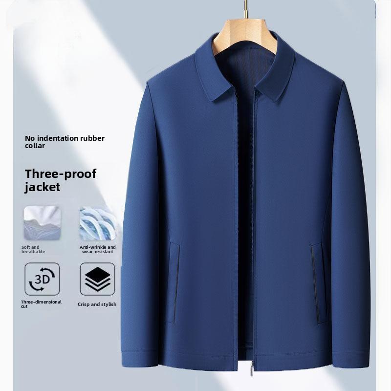 Áo Khoác Lụa Dâu Tằm Cao Cấp Cho Nam, Mùa Xuân Và Mùa Thu, Hàng Mới Về, Thích Hợp Cho Nam Trung Người Già Và Cao Tuổi, Phong Cách Công Sở Thường Ngày, Áo Khoác Ve Áo, Dễ Phối Đồ, [Flying We]