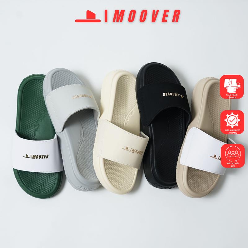 Moover thêu 1100 - dép quai ngang đế cao nam nữ 4cm thêu logo - đi mưa chống trơn trượt mang bốn mùa DéP GiàY Sandal Nhung Đế Bằng dépcao