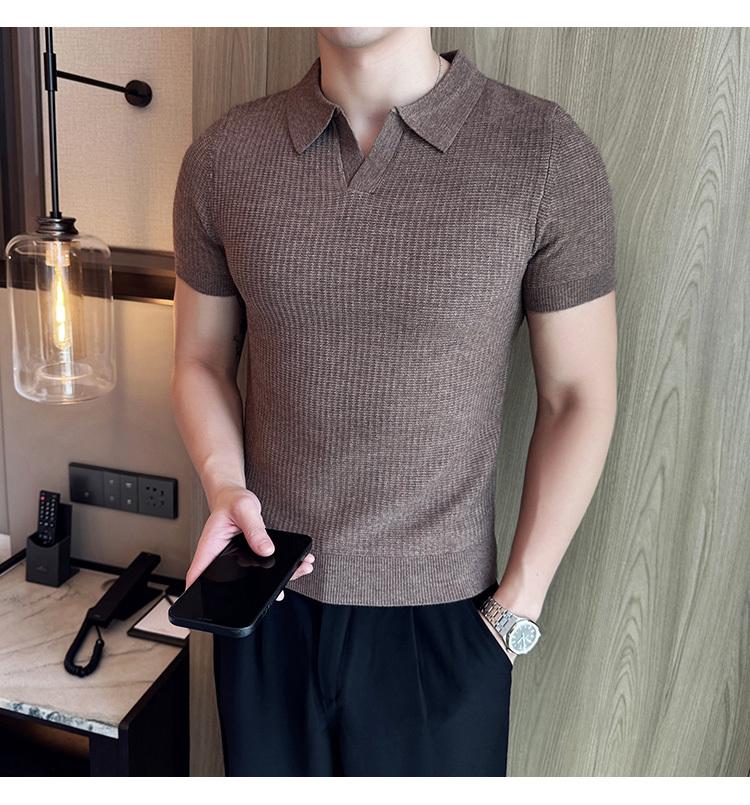Product Introduction of Áo Polo, Mỏng Vừa Vặn, Phong Cách Thường Ngày, Không Nhăn, Thời Trang, Thiết Kế Đơn Giản, Màu Trơn ngắn Tay, Cổ Áo bẻ xuống, Làm Bằng Dệt Kim, Thích Hợp Cho Mùa Hè, Không Khí Tươi Mới, Phong Cách Nam 15