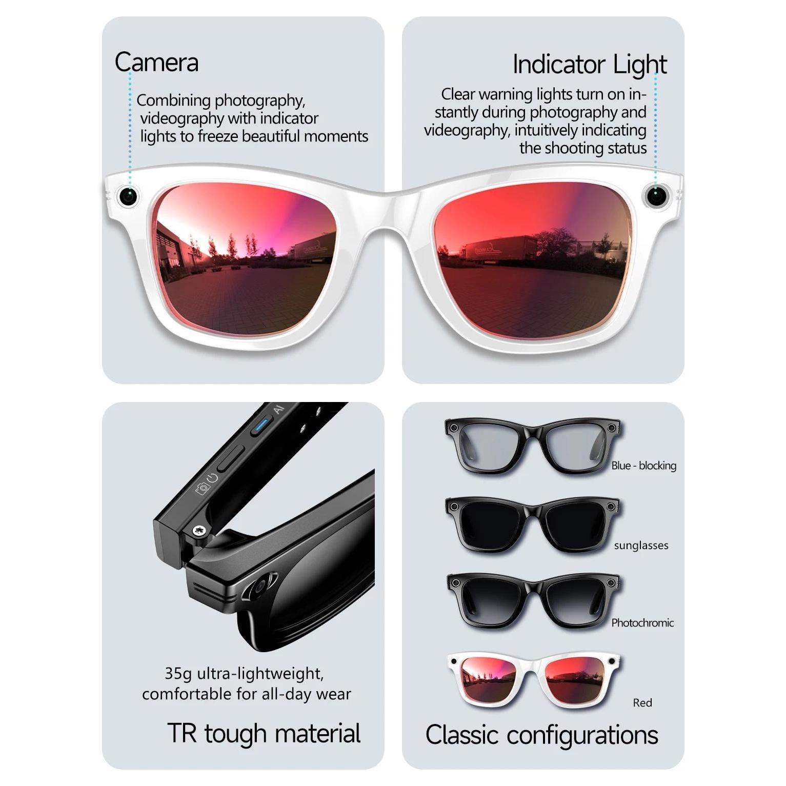 2025  Smart  Sunglasses ai smart glasses with Camera Video 8MP Translation  Bluetooth Call Music Play Men Women  Recording 100+ - Image 3