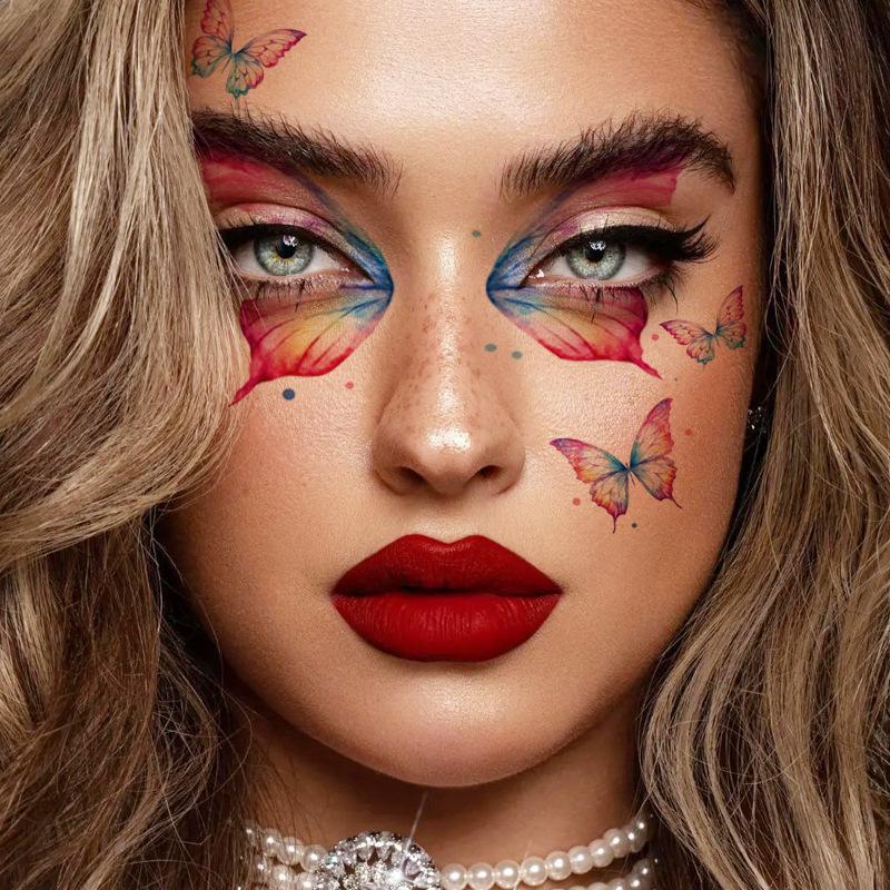 Product Introduction of Hình dán Góc mắt bướm, màu sắc mới, hình xăm vẽ mặt, hình dán Trang Điểm Cosmetic Nữ 6