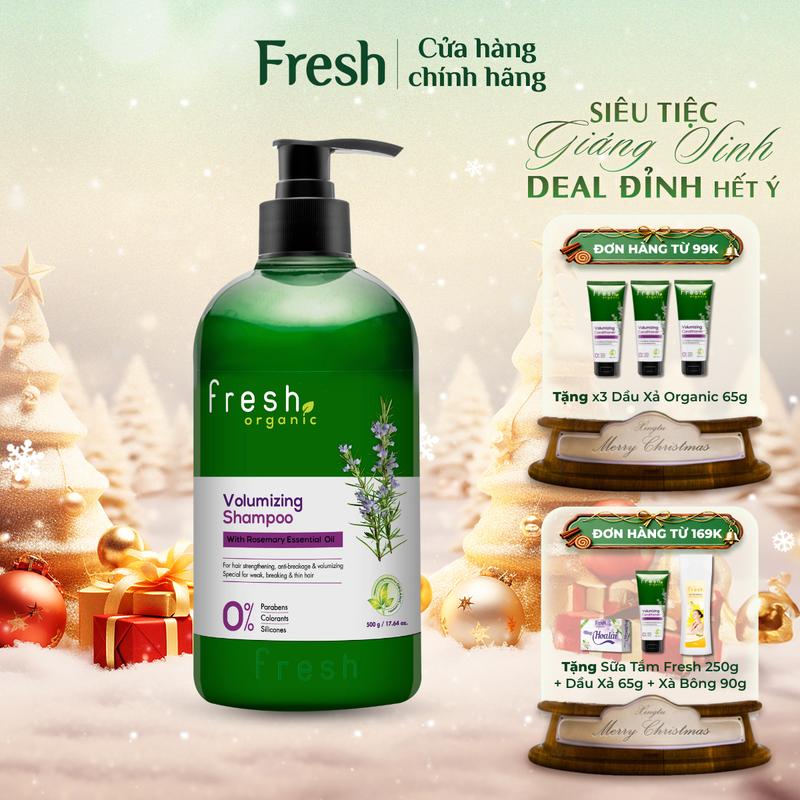  Dầu Gội FRESH ORGANIC Volumizing Shampoo Tinh Chất Thiên Nhiên Rosemary Hỗ Trợ Cải Thiện Rụng Tóc 500g 