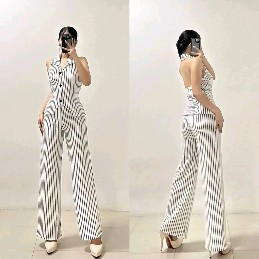 (WESLEE MARC) TOP AND SQUARE PANTS SMALL UPTO SEMI LARGE ONLY BARKCREPE FABRIC TAAS NG MODEL 5'4 Comfortable Womenswear