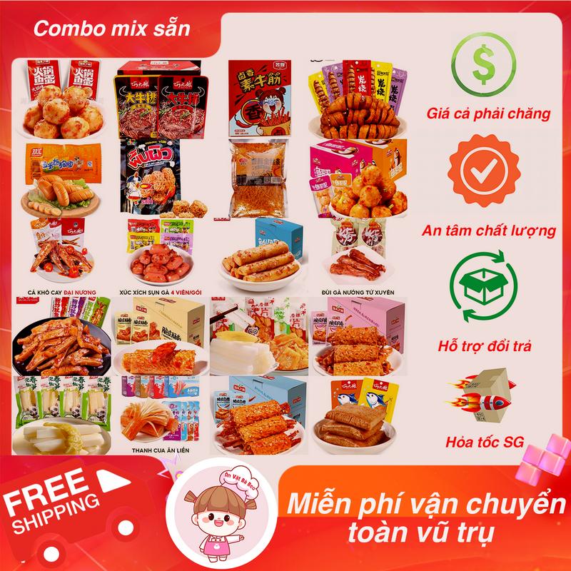   500gr  Combo đồ ăn vặt đồ mặn mix - Ăn vặt Bà Beo Snack Food cay Thức Ăn 