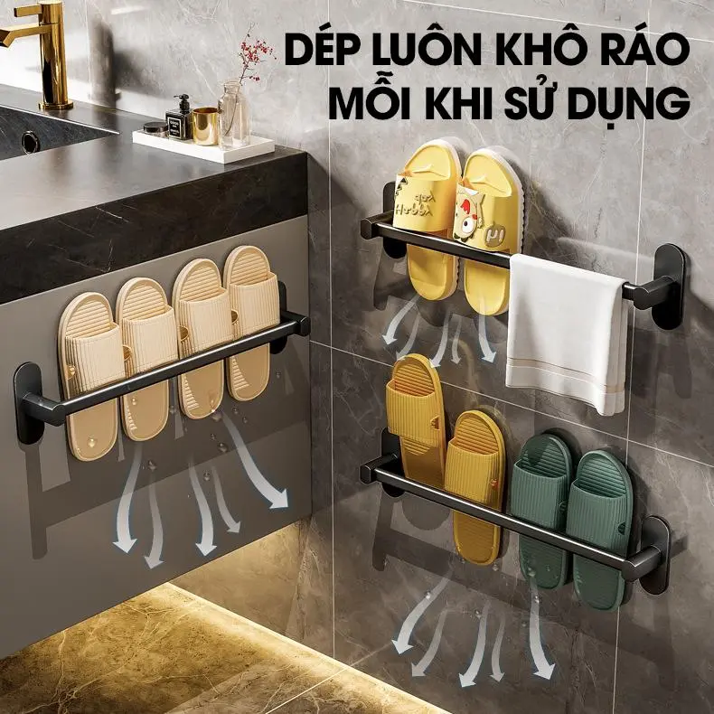 Giá để dép giá treo giày dép lên tường tiết kiệm không gian phòng tắm SQ-5266 Nhôm Anod không rỉ 4