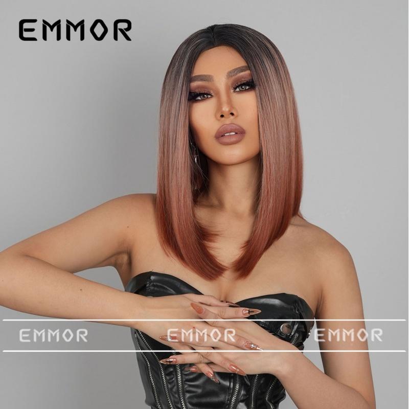 Product Introduction of New European and American Style Wig Medium Gradient Red Brown Long Straight Hair Full-Head Wig for Women 7
