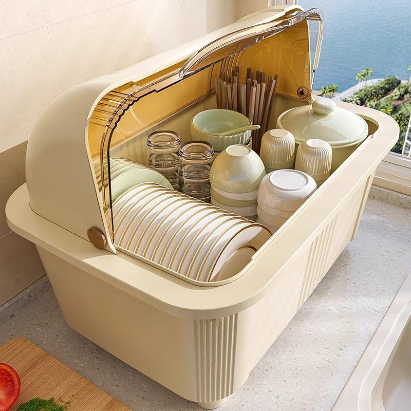 Giá Để Bát Đĩa, Tủ Bát, Nhà Bếp Gia Dụng, Có Nắp Đậy, Giá Để Đồ Thoát Nước, Cho Bộ Đồ Ăn, Đĩa, Bát, Đũa, Hộp Đựng Đồ Để Bàn 0