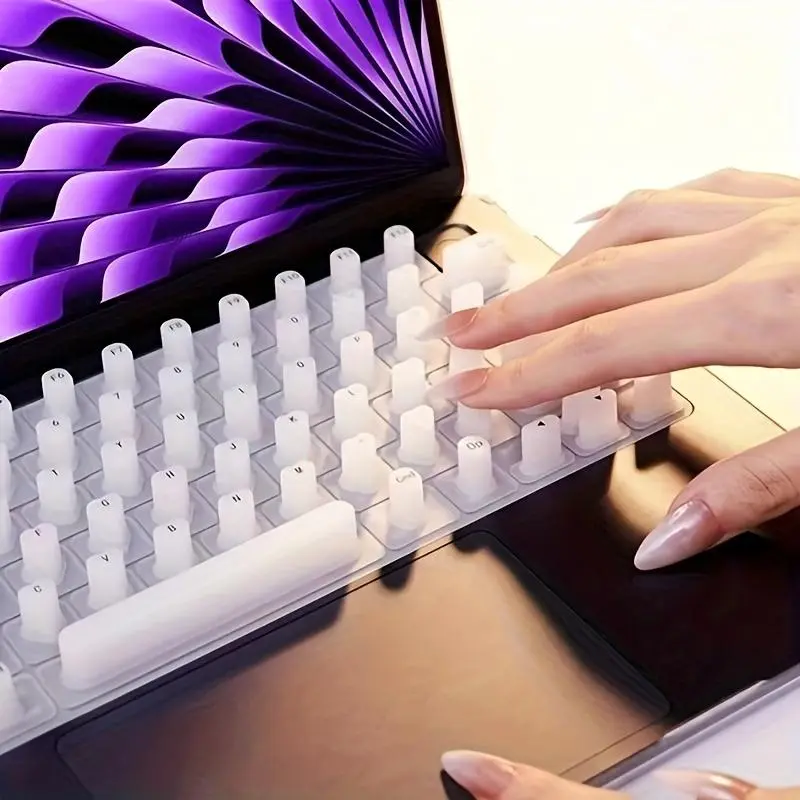 Silicone Keyboard Protector Cover for Long Nails, Portable Silicone Keyboard Cover for Laptop Computer, Easy Typing & Cleaning Keyboard Cover 3