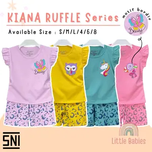SETELAN BAJU RUFFLE ANAK CEWEK 1-8 TAHUN "KIANA EDITION" / SETELAN BAJU ANAK KELFI Katun Bayi