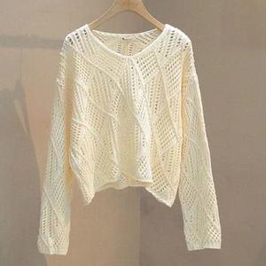 Hollow Knit Sweater Women Long Sleeve Top Spring 2025 High-end Loose Versatile Sun Protection Blouse Cover-up