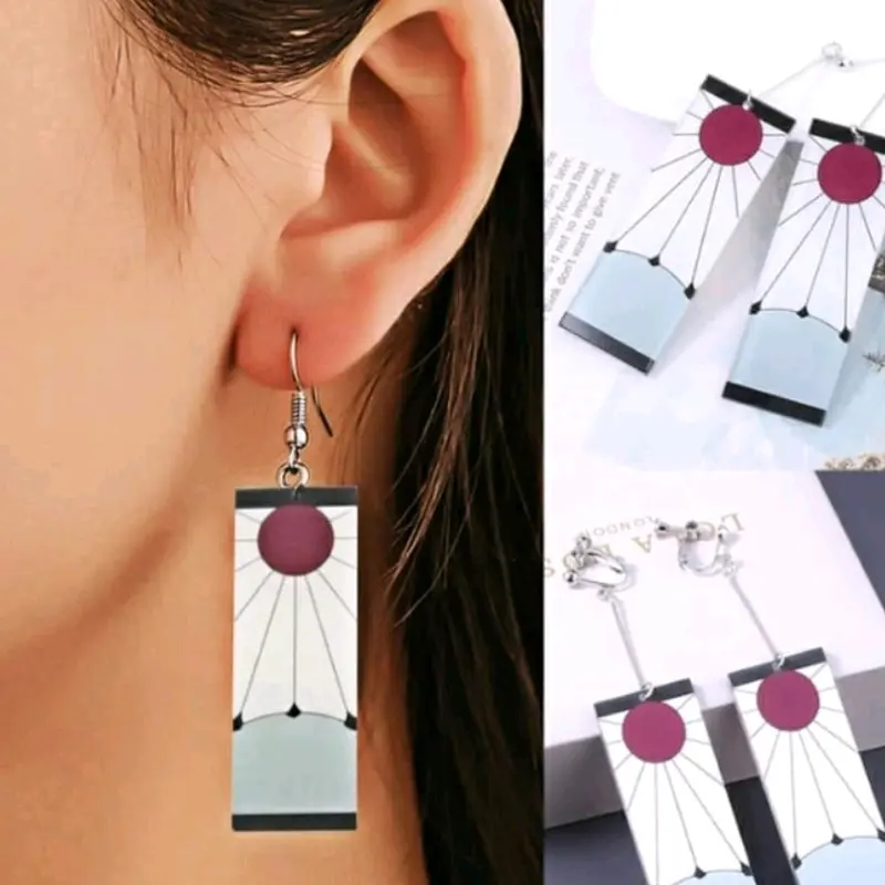 Anting Tanjiro demon slayer - anting kimetsu no yaiba tanjiro cosplay - sepasang anting tanjiro kamadou demon slayer kimetsu no yaiba 0