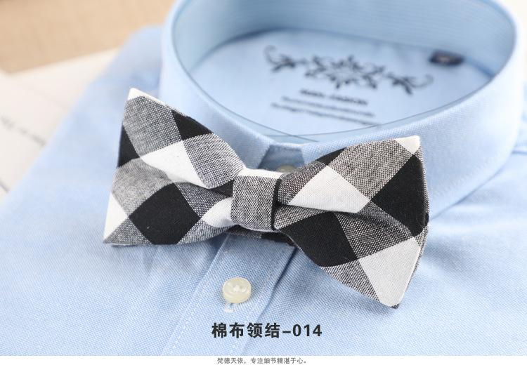 Product Introduction of 1PCS Men's Bow Tie Korean Version Fashion Casual Bow Cotton Trendy Plaid Striped Collar Bow Tie Manufacturer Wholesale Spot 17