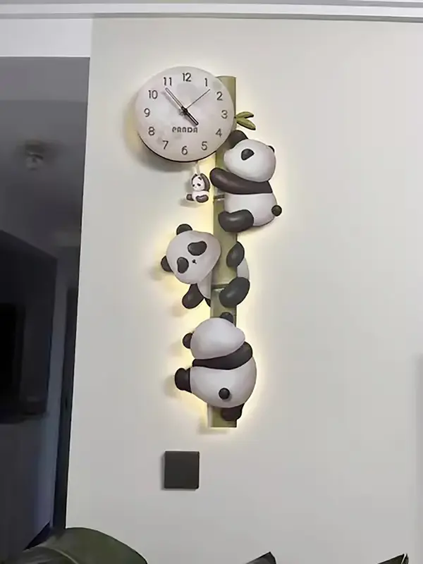 Đồng Hồ Treo Tường Gấu Trúc Lắc  Có LED Cute trang trí siêu dễ thương quà Tặng Tân Gia Decor Decor Phòng Decor Decor Phòng Tráng Gương 1