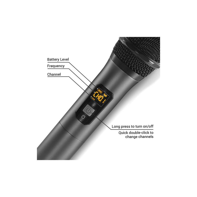 TONOR Wireless Microphone，Metal Dual Professional UHF Cordless Dynamic Mic Handheld Microphone System for Home Karaoke, Meeting, Party, Church, DJ, Wedding, Home KTV Set, TW-820 1