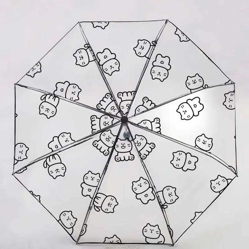 Cartoon Cat Pattern Umbrella, 1 Count Portable Folding Umbrella, Umbrella for Outdoor Photography, Street Photography, Travel, Gift 3