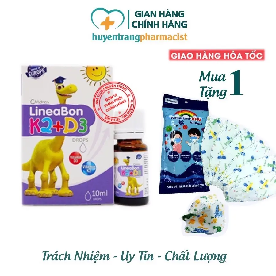 Lineabon bổ sung vitamin D3K2 cho trẻ sơ sinh (lọ 10ml)