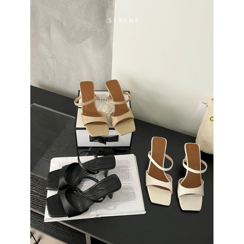 Dép guốc nữ sandal cao gót 5 phân MARY JANE mũi vuông da mềm quai ngang cao cấp by Serene 1