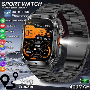 2025 New Outdoor Sports LED Flashlight Smart Watch Men Bluetooth Call Waterproof 480mAh Large Battery Smartwatch Heart Rate Monitor Smart Watch For Xiaom