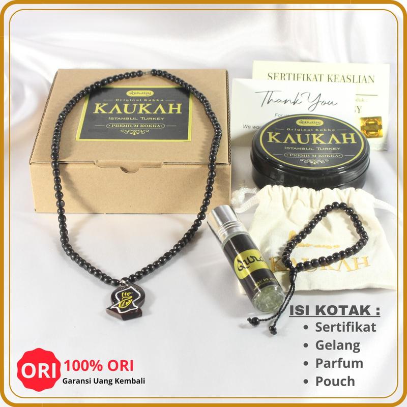 Kalung Kaukah Kaokah Liontin Bervariasi Kualitas Premium Kokka Koka Bulan Bintang Taring Taji Kujang Daun Keris Cowok Cewek Unisex Santri Dewasa Hitam Kayu 0