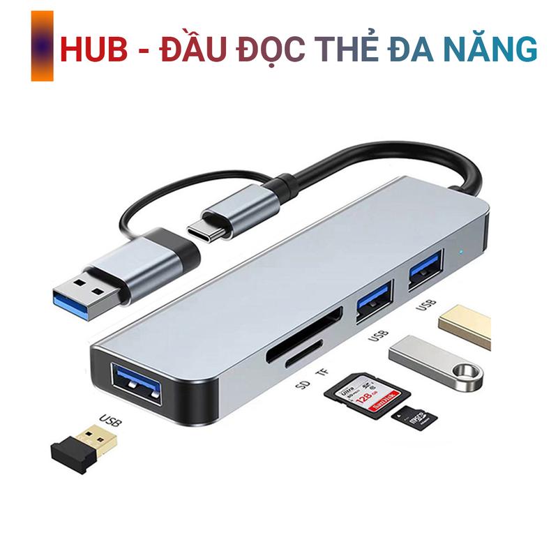 Bộ chia cổng USB kiêm đầu đọc thẻ nhớ HUB Type-c và USB tốc độ cao