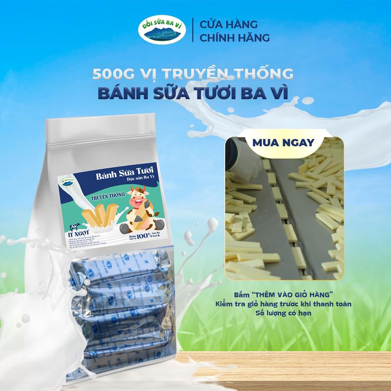 500 g Bánh sữa tươi ít ngọt, vị truyền thống , đặc sản Ba Vì, hiệu Đồi sữa Ba Vì Snack Ăn Vặt Thức Ăn Food 0
