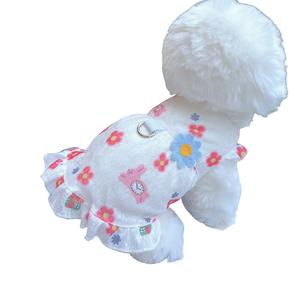 เสื้อผ้าสัตว์เลี้ยง, เสื้อผ้าหน้าร้อน, เสื้อผ้ากันเปื้อน, ระบายอากาศได้, ป้องกันการไหล, สายจูงน่ารัก, เหมาะสำหรับสุนัขและแมว, เหมาะสำหรับกิจกรรมกลางแจ้ง, บิชอน รองเท้า  น้อง  หมา