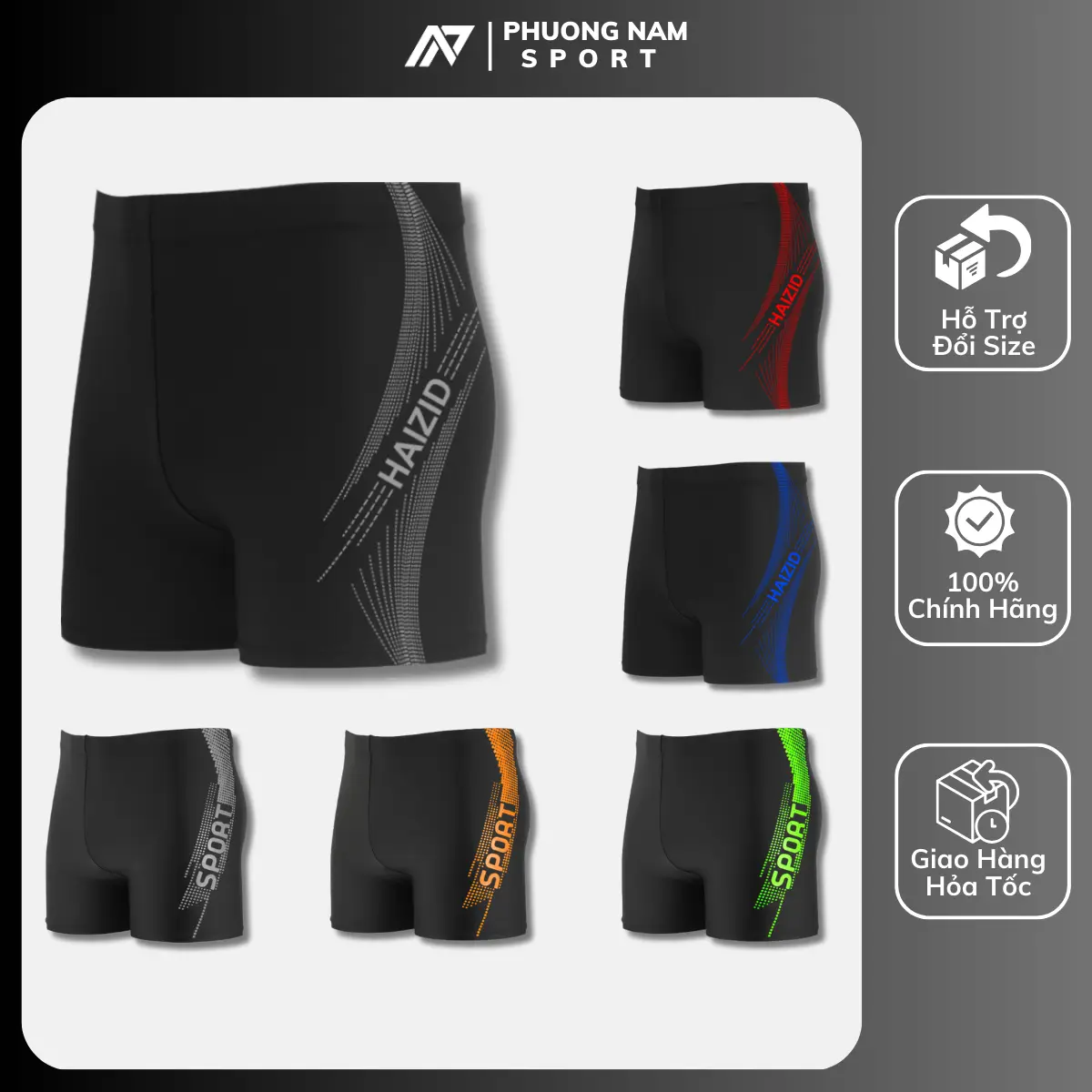 Quần bơi nam dáng đùi Sport, đồ bơi nam 2 lớp chính hãng Haizid kiểu dáng thể thao co giãn 4 chiều chống thấm tốt