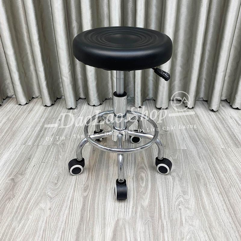 Ghế Xoay Spa, Gội Đầu Làm Nail Phun Xăm - Ghế Spa Bánh Xe Đệm Tròn Xoắn Màu Đen ghế  gội người lớn tại nhà