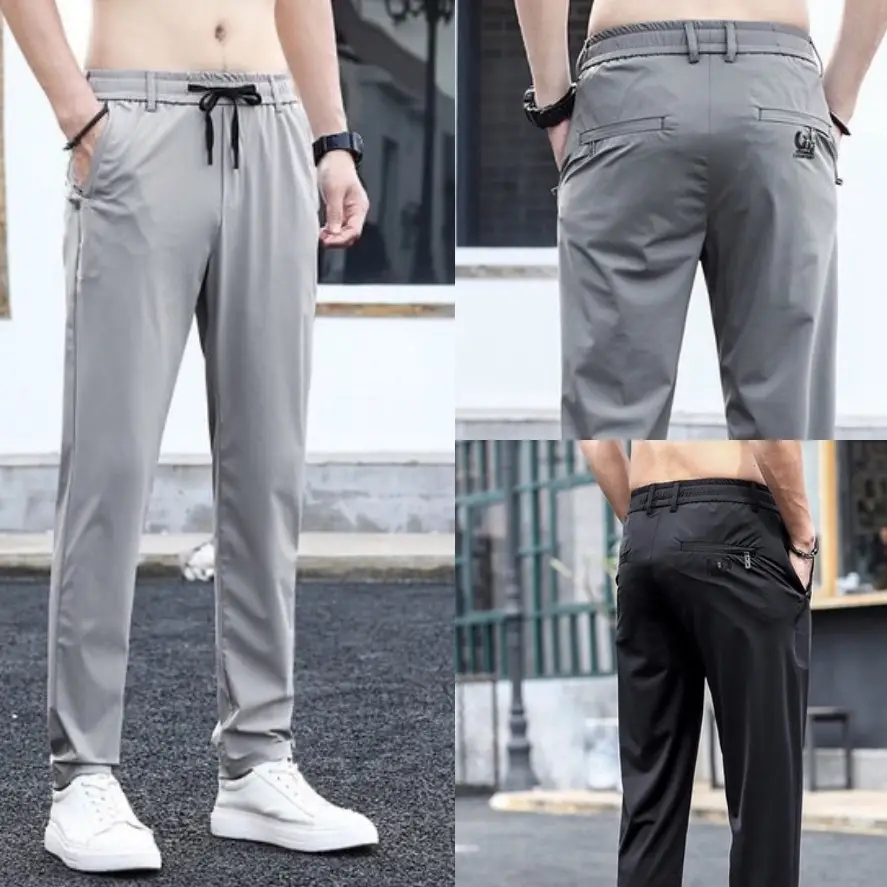 Quần Nam Vải Gió Giãn (Dày Đẹp) túi khoá ,Co Giãn, Cạp Chun, Dây Rút, Phong Cách Thời Trang Hàn Quốc 4 Mùa