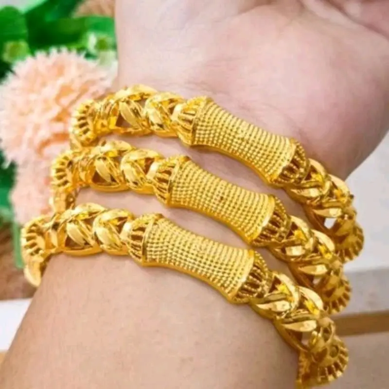 Gelang keroncong motif terbaru perhiasan lapis emas 24k(harga 1pcs)