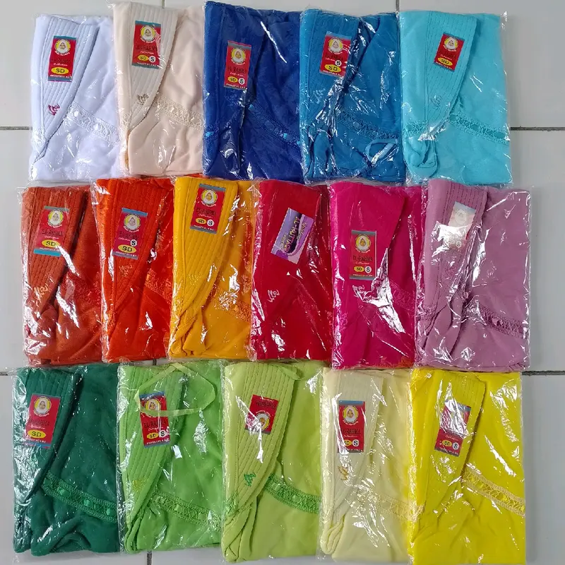Jilbab Anak Sekolah Paud TK SD SMP SMA Robbani Dewasa - Bahan Kaos PE Tebal Adem - Muslim, Pita, Kerudung, Serut, Putih, Instan 1