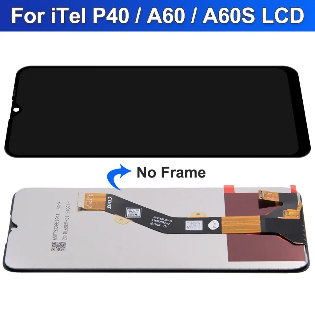 For Itel A60 A60s P40 A662L A662LM LCD Display Touch Screen