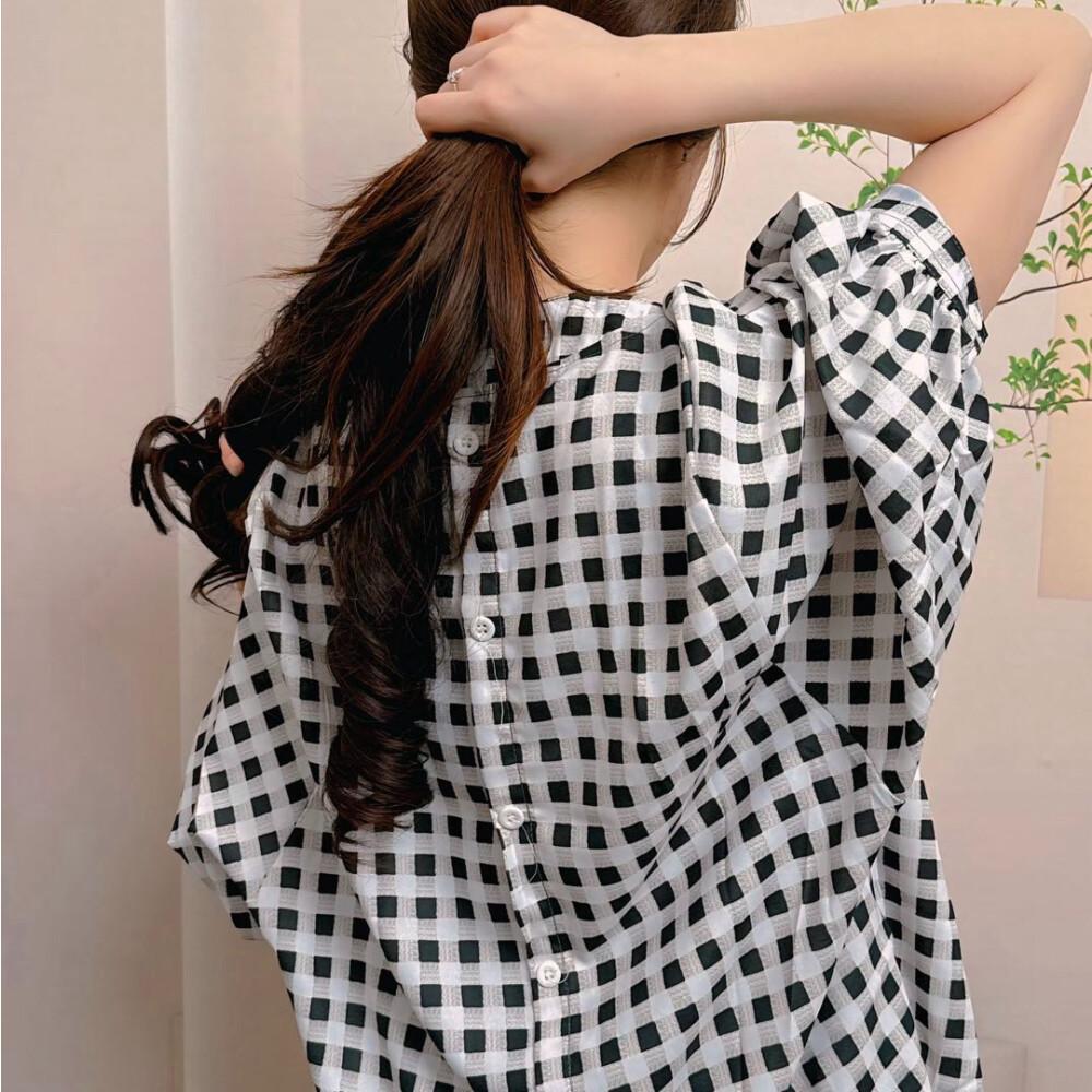 [clearance] FADFAD New set of women's casual fashion plaid lapel wide-leg pants in artful Japanese cotton and linen two-piece set