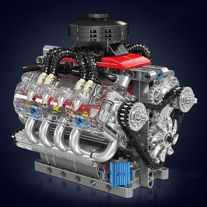 V 8エンジンのブロックセット、487個/箱の組み立てレンガの装飾、大人の車の愛好家のギフトのためのコレクション