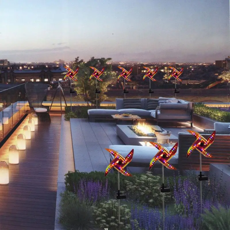 Solar Powered Ground Socket Light, Windmill Design LED Light, Outdoor Decorative Light for Courtyard & Garden, Lawn Light & Landscape Light