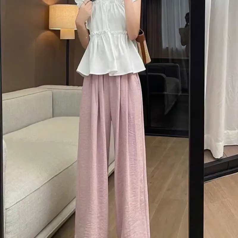 Quần suông chất vải đũi vân mây
