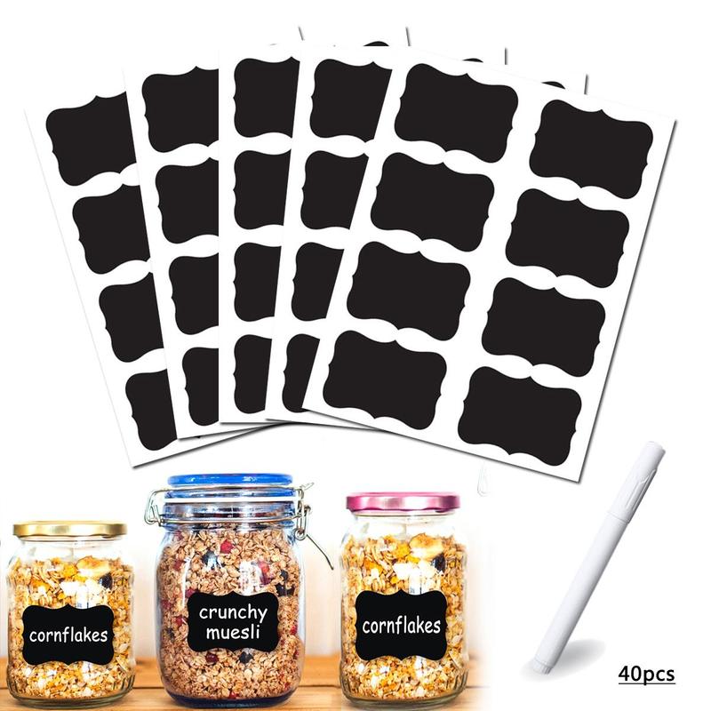 Product Introduction of 40pcs Removable Chalk Label Sticker & Whiteboard Marker Set, Writable Whiteboard Sticker, Reusable Label Sticker For Home School Office 0