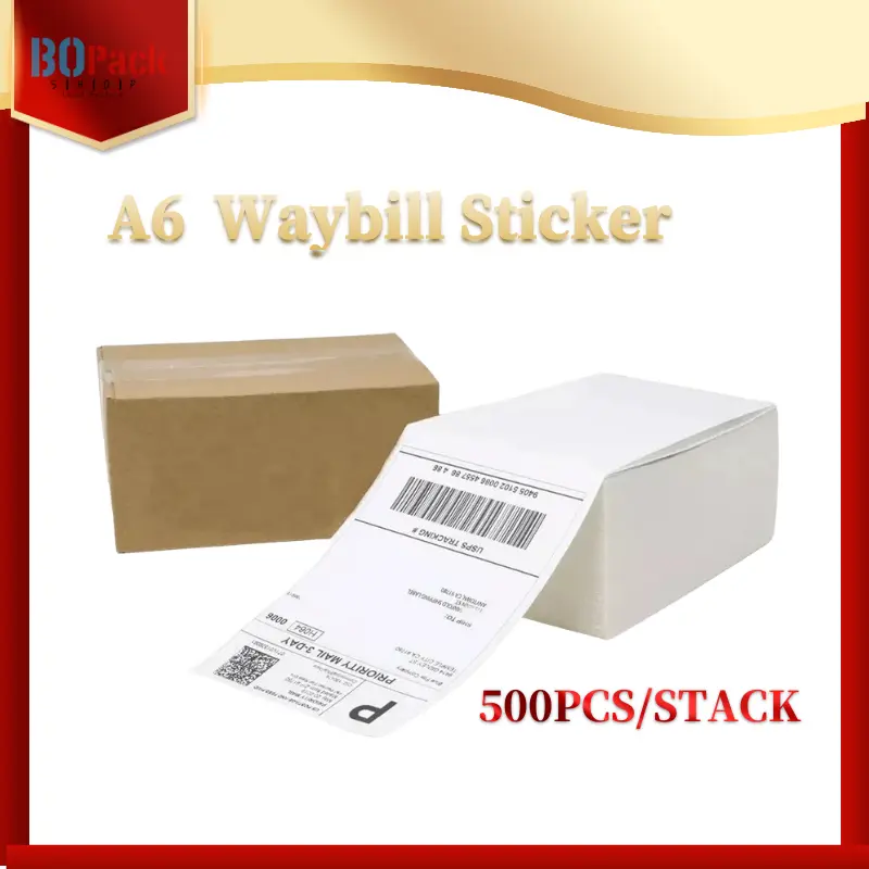 A6 Rack Label 500pcs/stack A6 waybill sticker Thermal Adhesive Sticker Label Paper ...