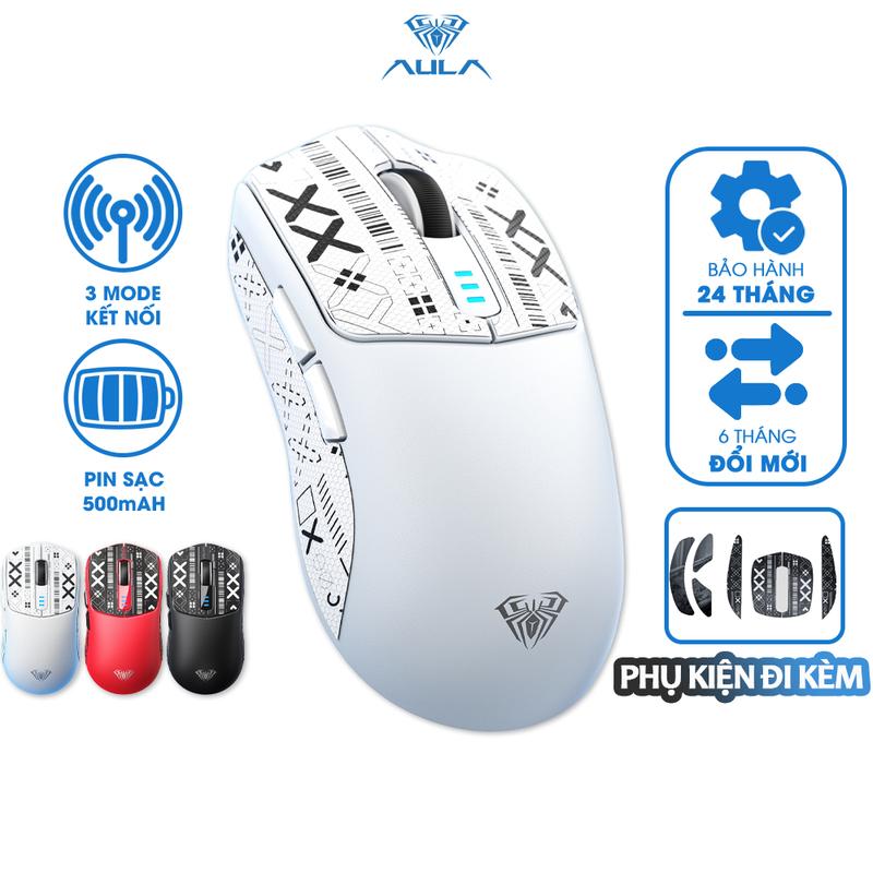  Chuột Gaming 3 Mode Phím Cơ AULA SC580 Chơi Game Không Dây Bluetooth Wireless 2.4G Type C Pin 500mAh Chính Hãng 