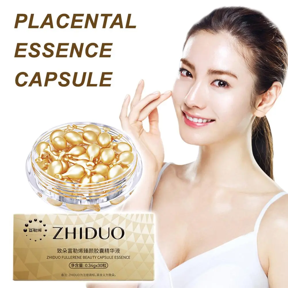 ZHIDUO-Pati Muka Pelembap, kapsul kecantikan Fullerene, Plasenta, 30, Z5T1