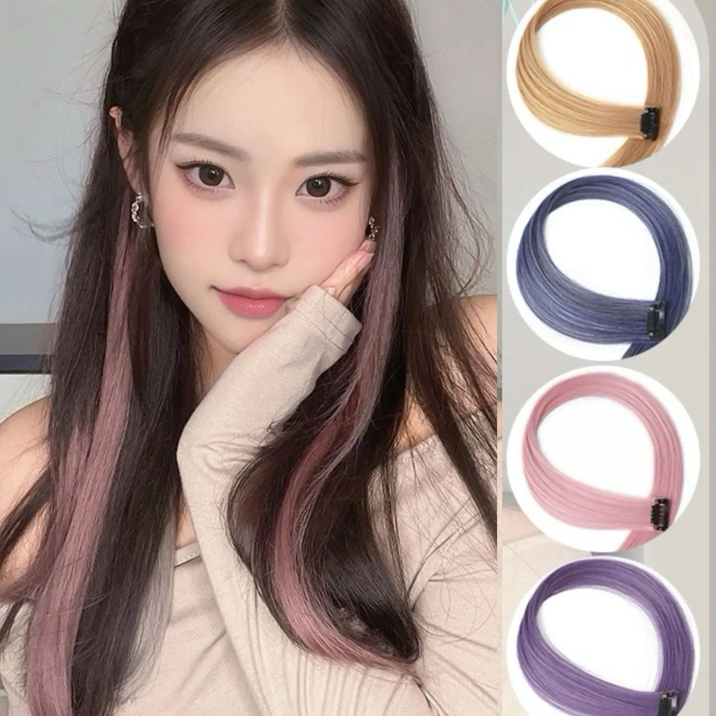 Bộ Tóc Giả Màu, Năm 2025, Dành Cho Nữ, Tóc Dài Và Ngắn, Hiệu Ứng Gradient Vô Hình Và Liền Mạch, Trông Tự Nhiên, Tóc Nối Thẳng Một Mảnh, Kiểu Ngang Tai, Nhuộm