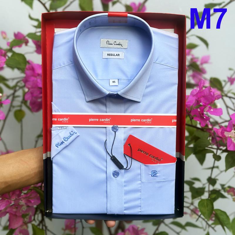 Áo Sơ Mi Pierre Cardin, Áo Sơ Mi Nam Ngắn Tay Xanh Lam Nhạt, Hàng Xuất Dư Cao Cấp Mẫu Mới 2024