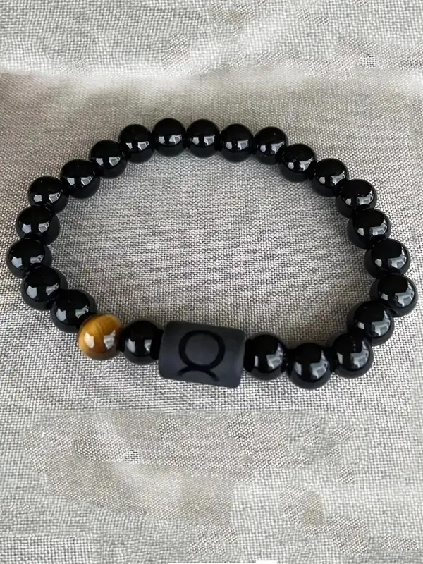 12 Constellation Charm Bracelet, Accessories for Men, Galaxy Glass Stone Beaded Bracelet for Men & Women, Versatile Accessories for Daily Wear, Trendy Matching Jewelry As Gift 5