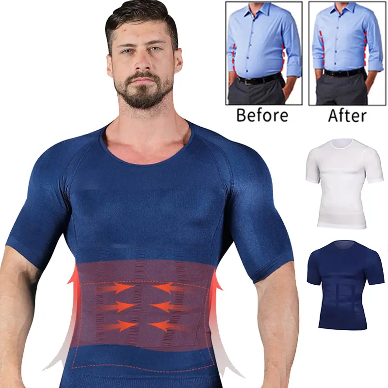 Men Body Toning T-Shirt Slimming Body Shaper Corrective Posture Belly Fat Control Compression Slim Corset Man Modeling Underwear