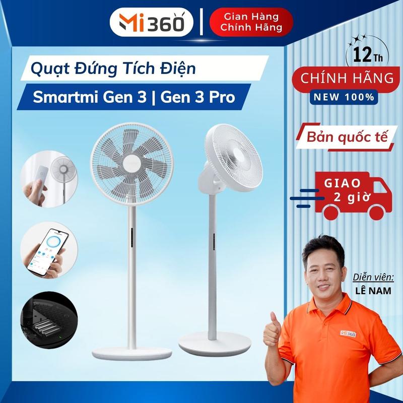 Quạt Đứng Tích Điện Smartmi Gen 3 Pro | Gen 3 | Gen 2S - Bản Quốc Tế - Kết Nối APP Thông Minh