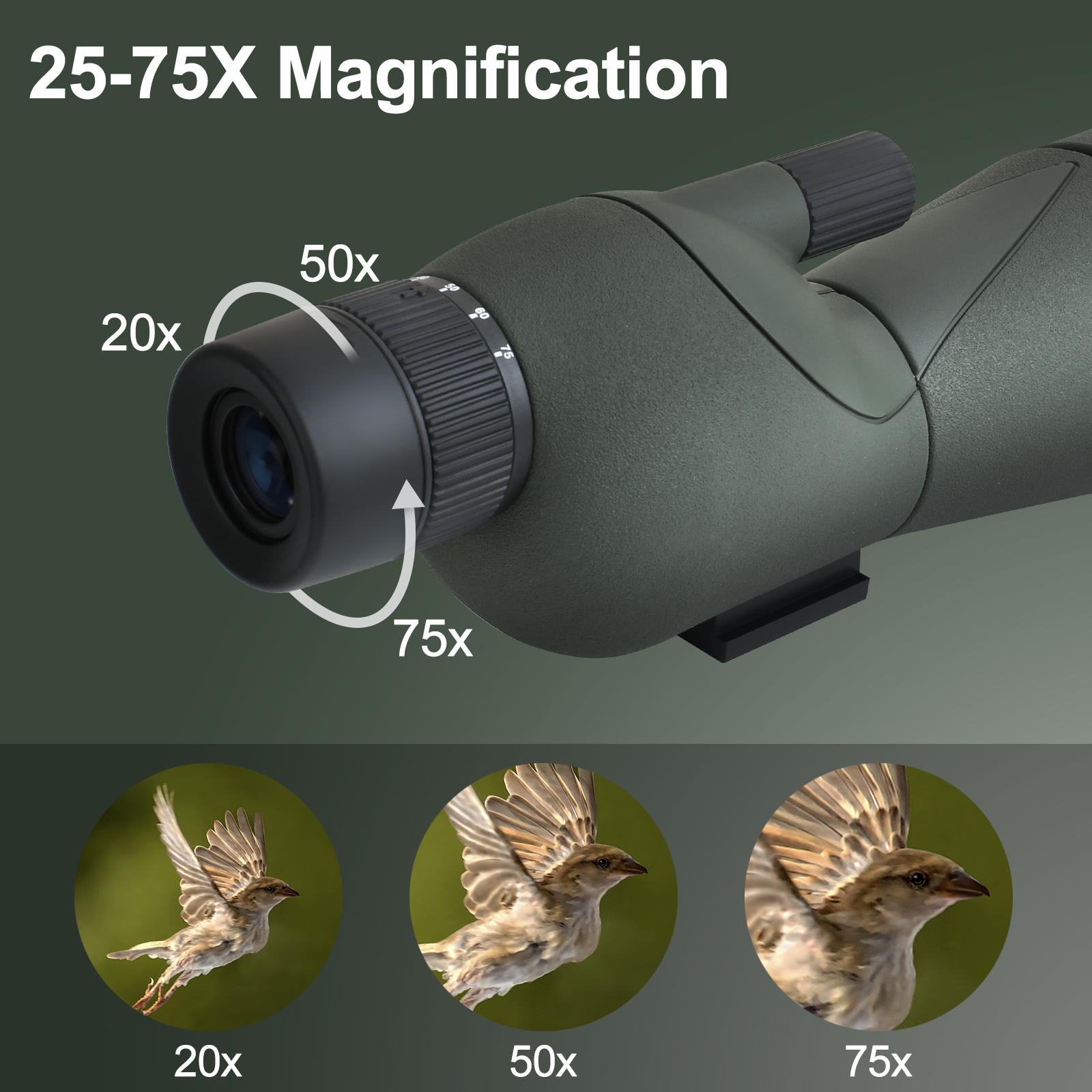 25-75x60 Telescope Spotting Scope Powerful Zoom Monocular FMC BAK4 Waterproof For Bird Watching Target Shotting With Tripod - Image 4